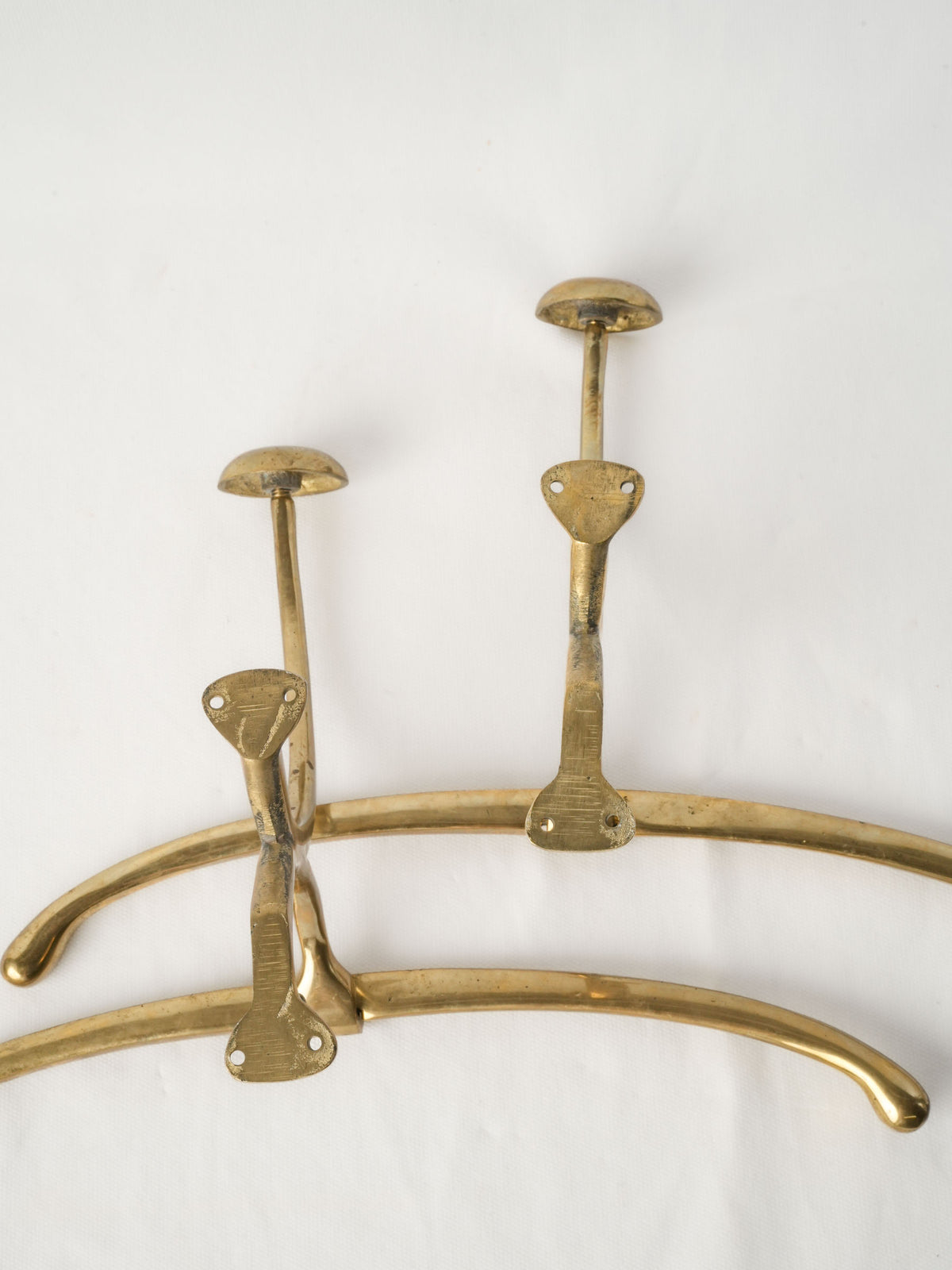 Pair of Wall-Mounted Brass Valet Hooks - 15¾" wide