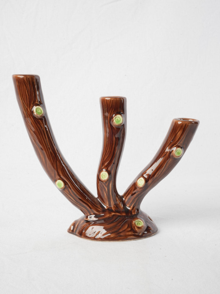 Sculptural brown branch form candlestick
