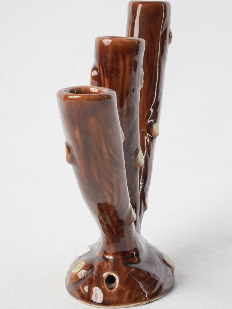 Playful natural-themed pottery candlestick