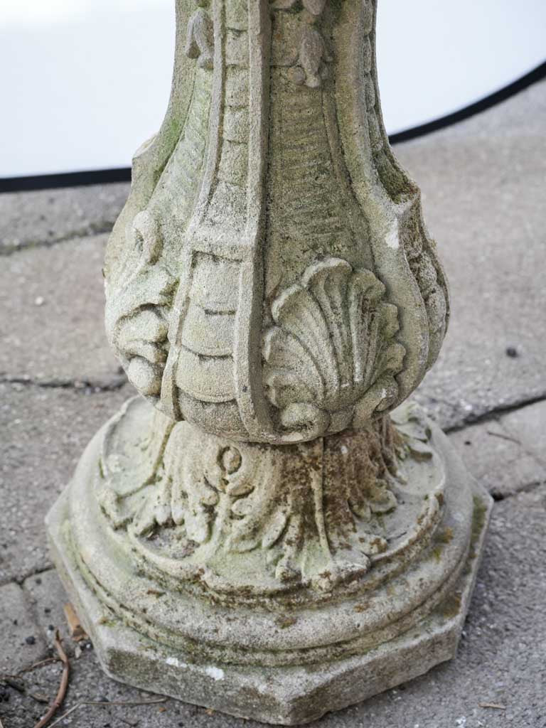 Weathered European garden birdbath