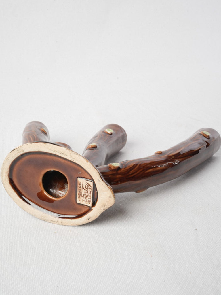 Vintage French artisan branch candlestick