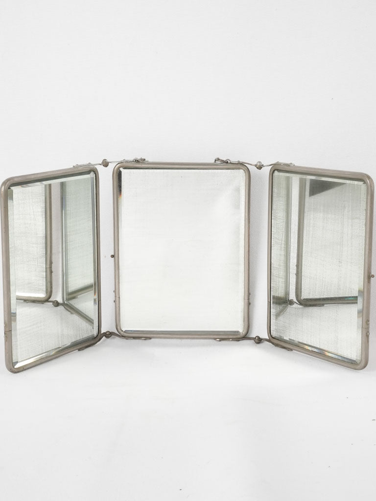 Antique silvered brass shaving mirror