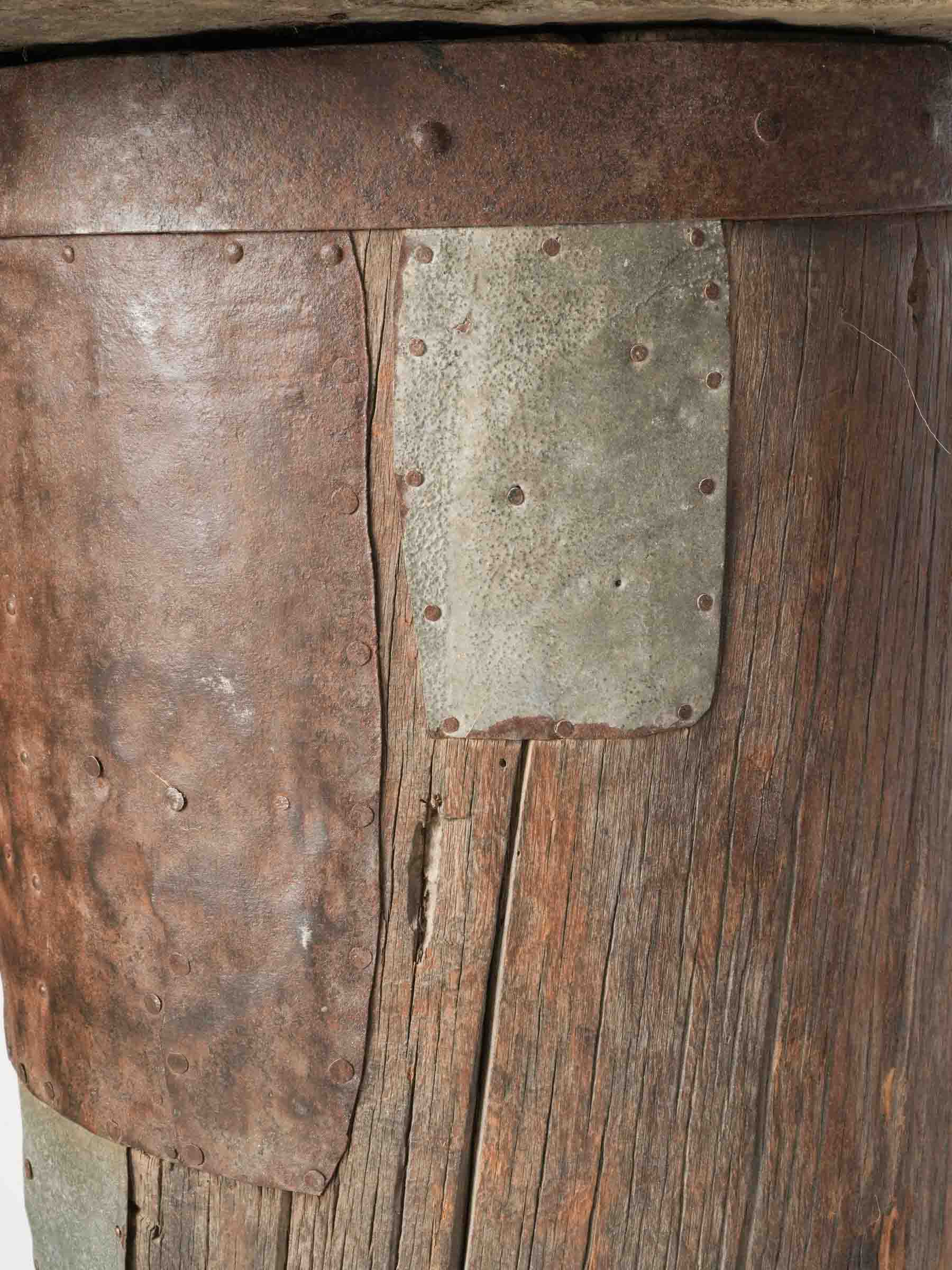 Pair of Repurposed Cévennes Trunk Beehives with Stone Roofs - 31"