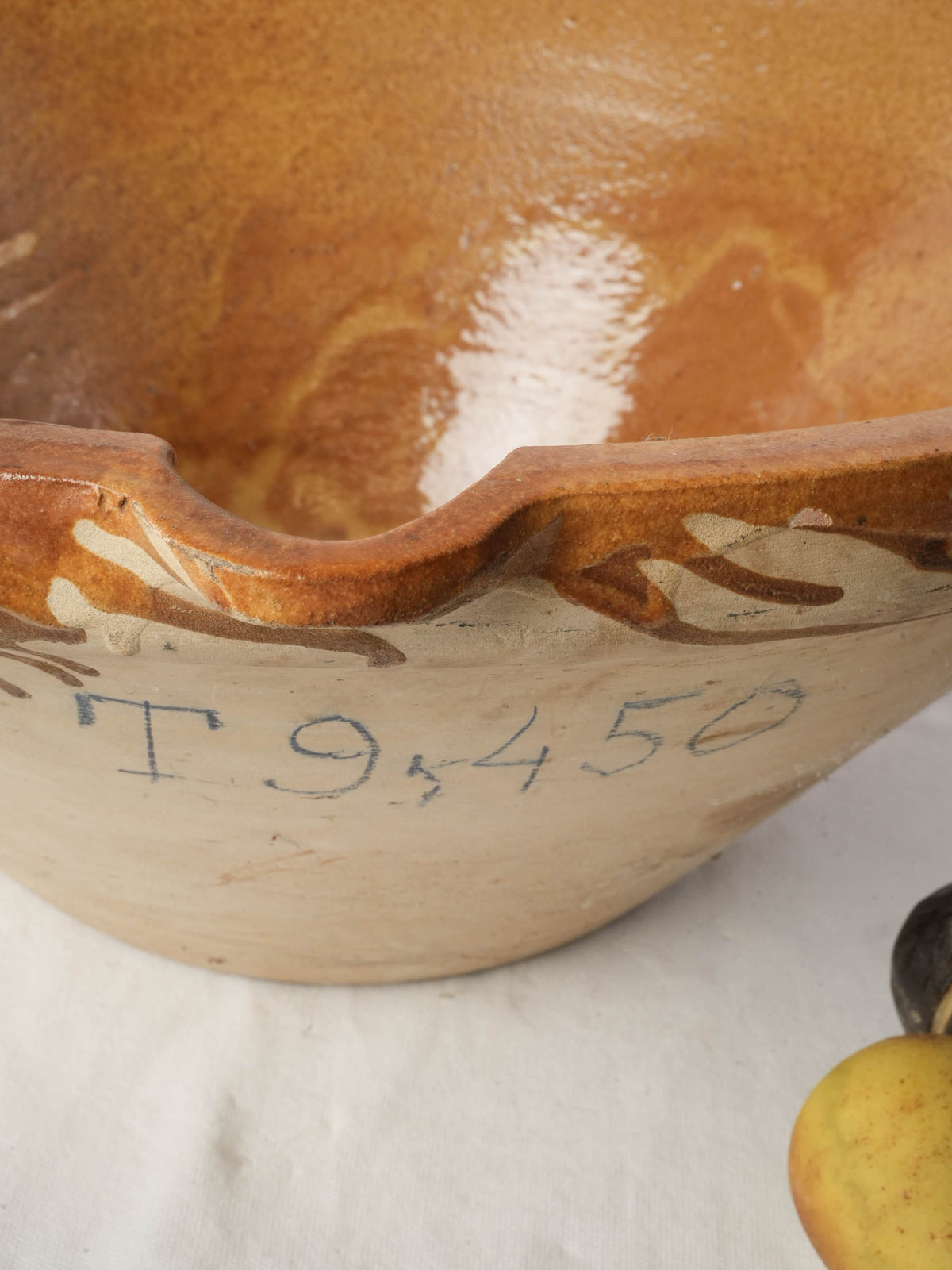 Very Large Artisanal Tian Bowl with Honey-Ochre Glaze - 24½"