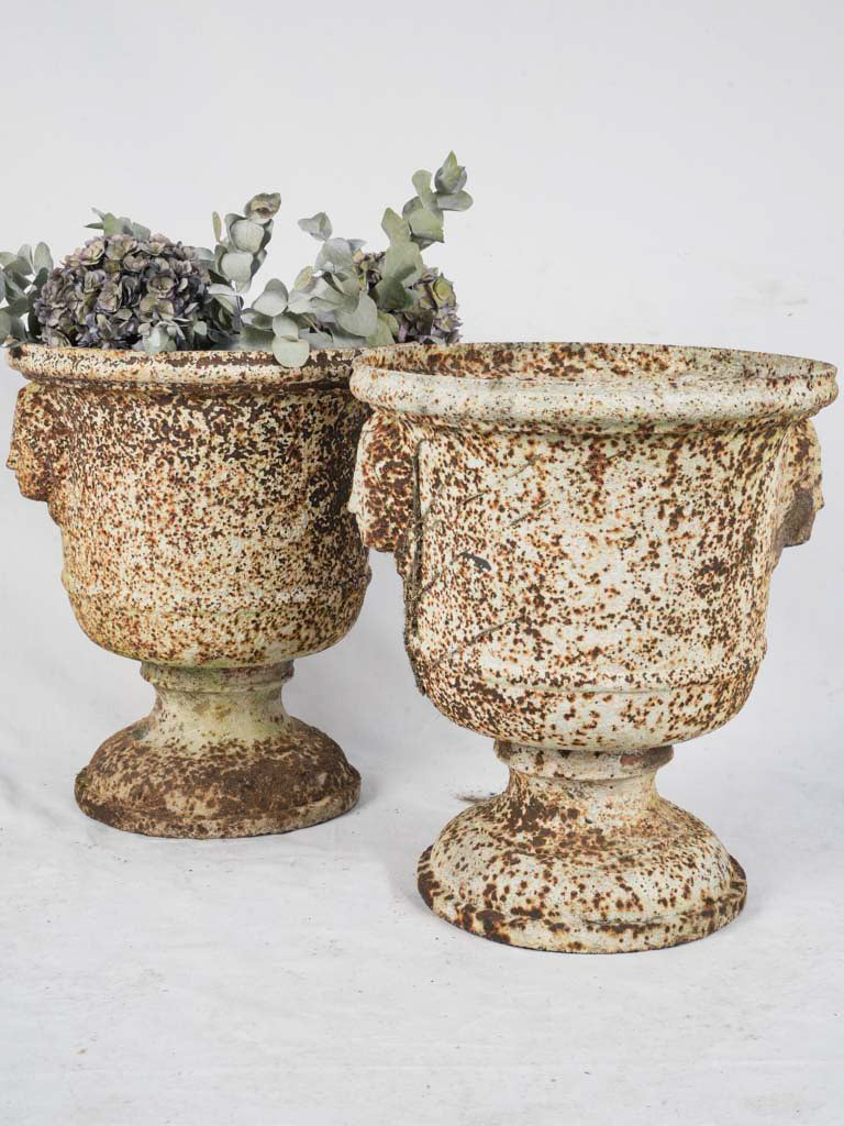 Pair of Rare Late 18th-Century French Cast-Iron Urns - 20"