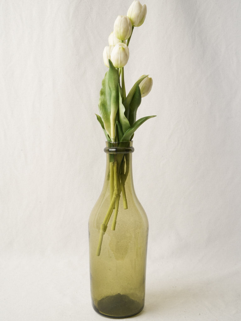 Early 20th-Century French Blown-Glass Bottle in Olive Hue - 14½"
