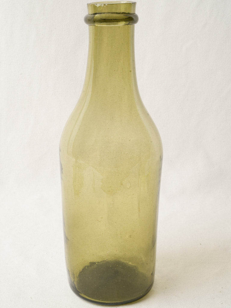 Early 20th-Century French Blown-Glass Bottle in Olive Hue - 14½"