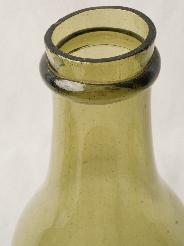 Early 20th-Century French Blown-Glass Bottle in Olive Hue - 14½"