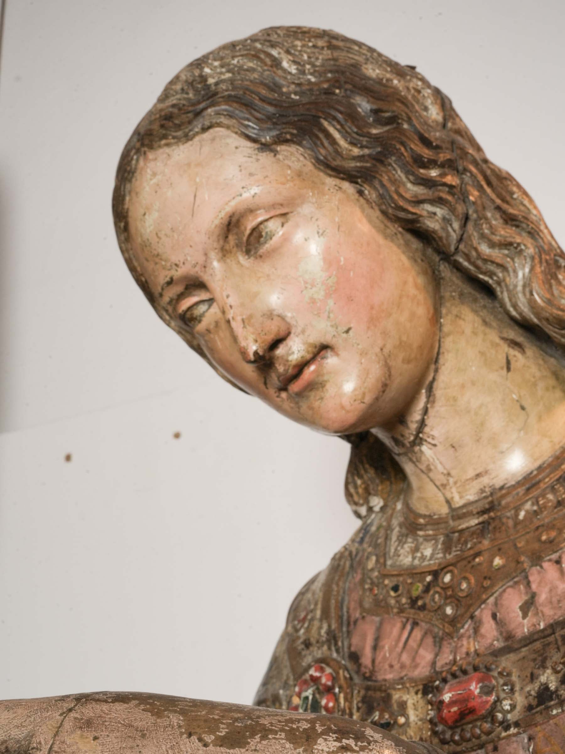 Monumental Carved and Polychromed Figure of Saint Veronica, Circa 1600 - 59"