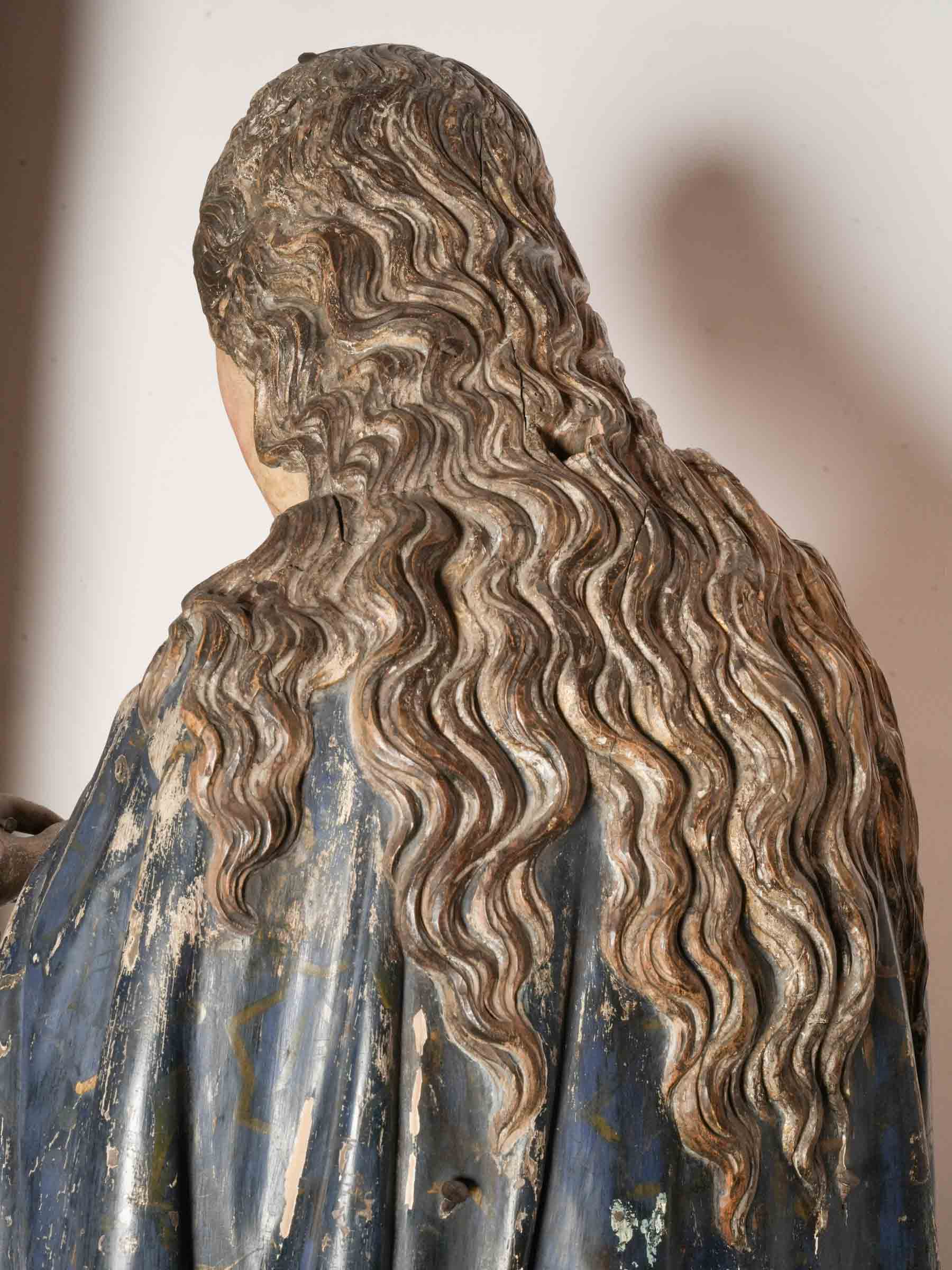 Monumental Carved and Polychromed Figure of Saint Veronica, Circa 1600 - 59"