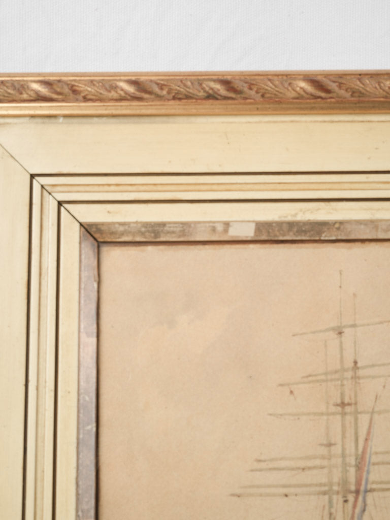 Transparent wash sailing vessel painting