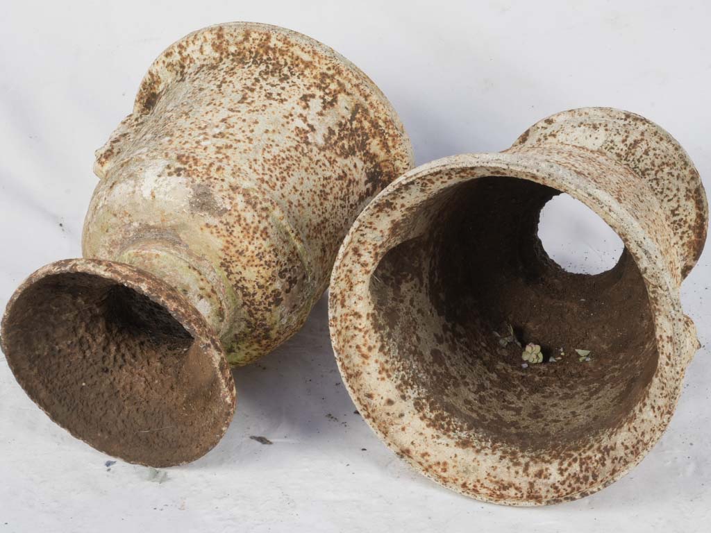 Unique aged French entryway planters