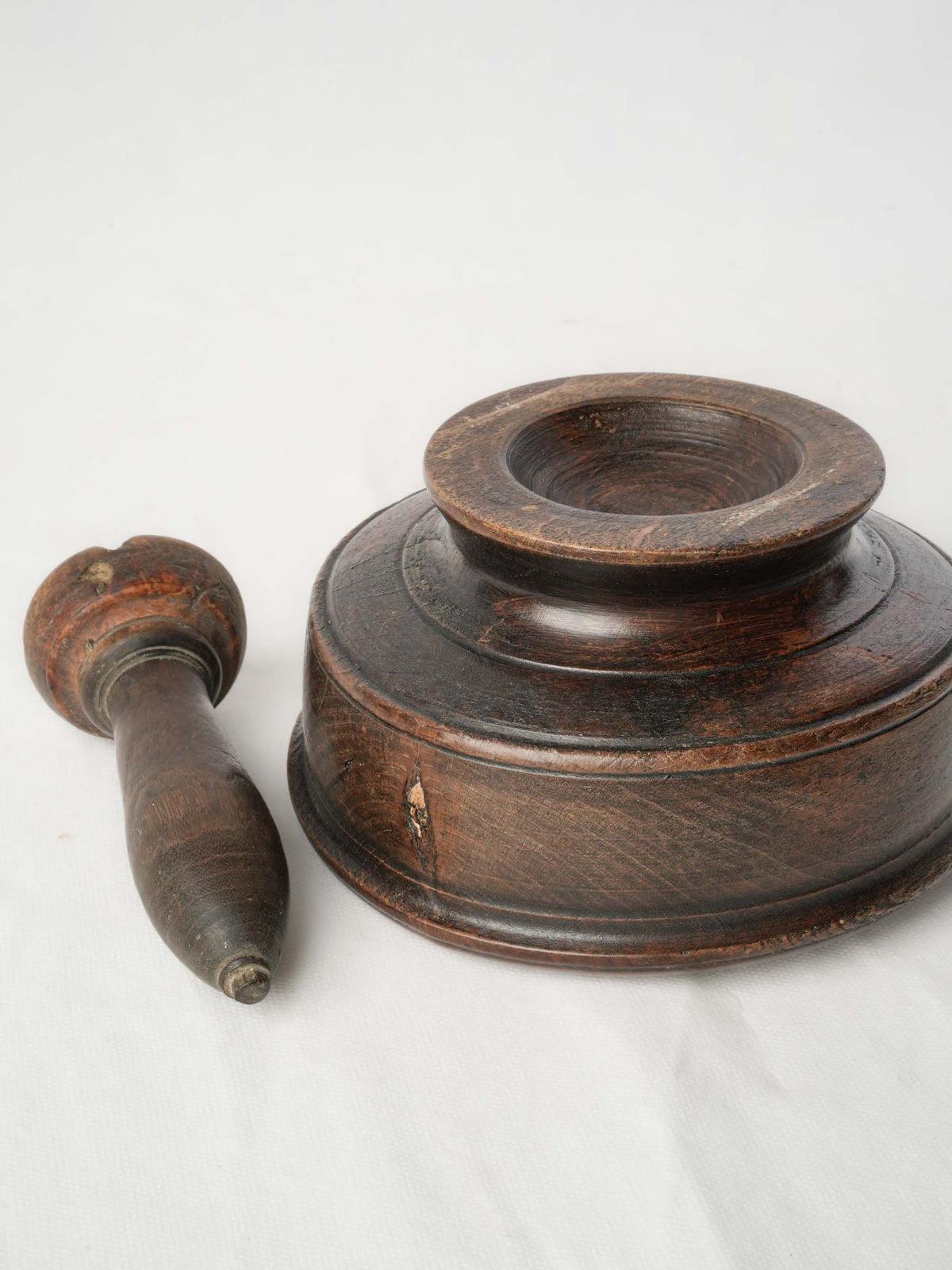 Antique Rustic French Mortar & Pestle Set - 3½" x 7½"