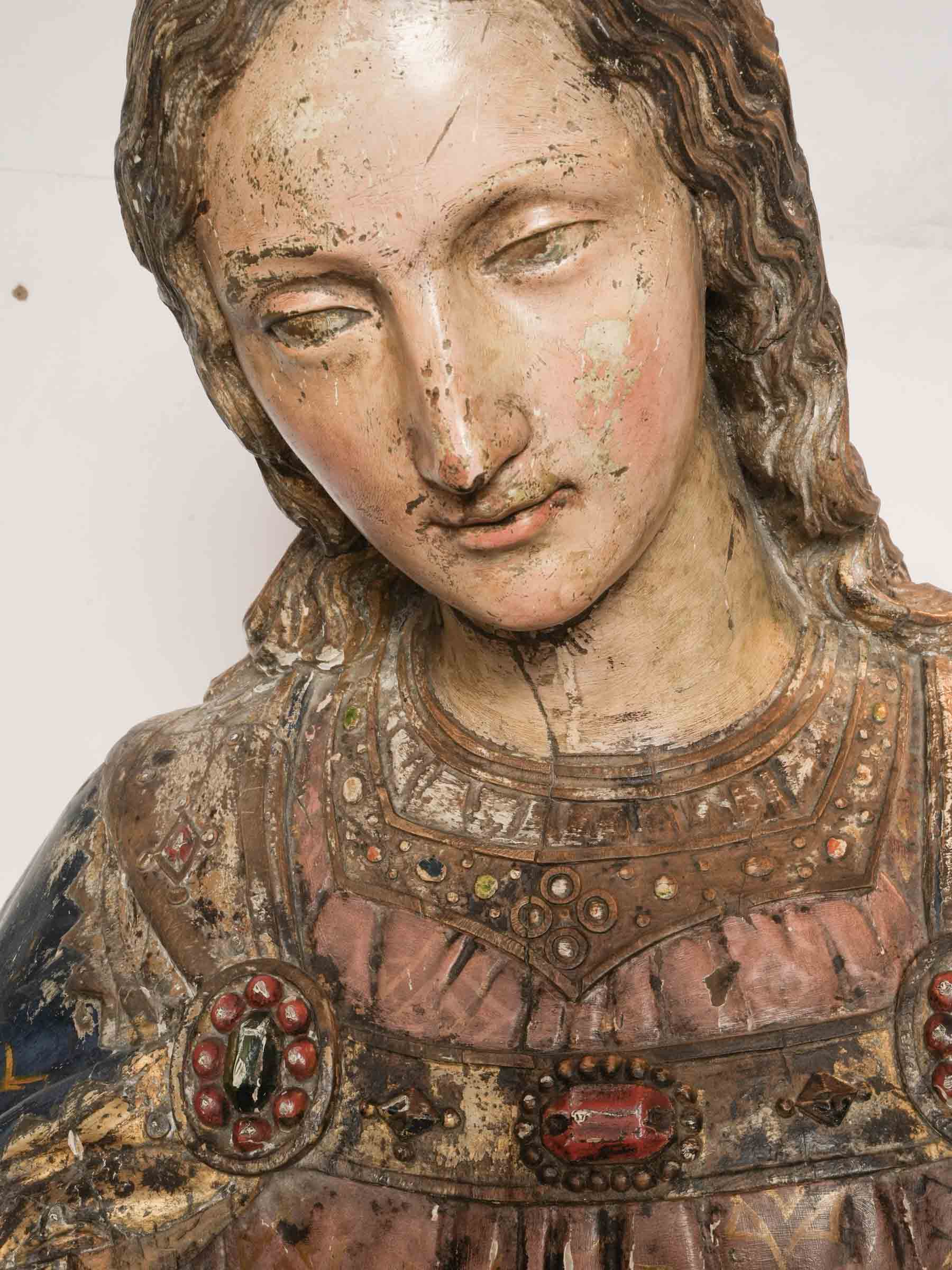 Monumental Carved and Polychromed Figure of Saint Veronica, Circa 1600 - 59"