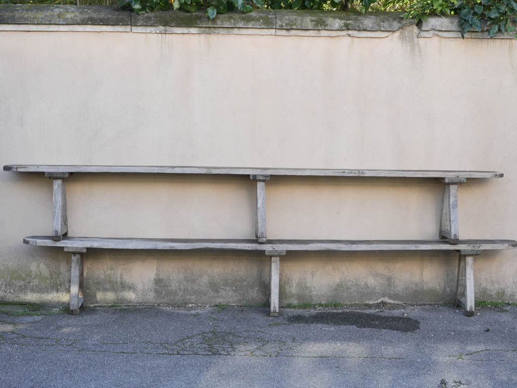 Vintage, rustic French oak guinguette seating