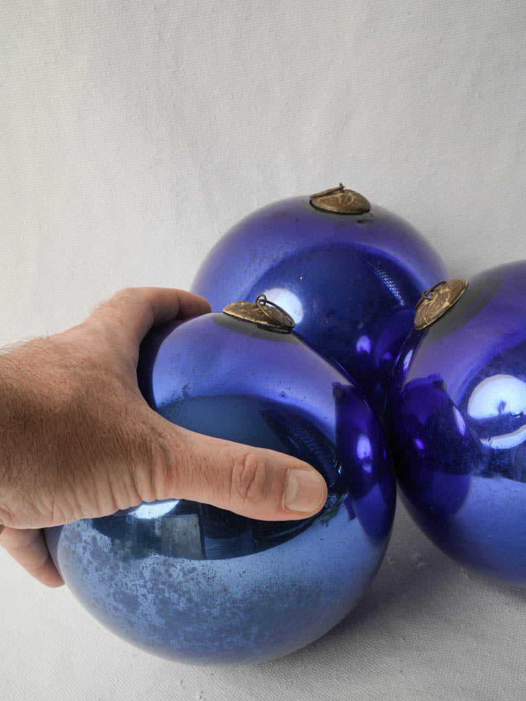 Richly saturated blue Christmas ornaments