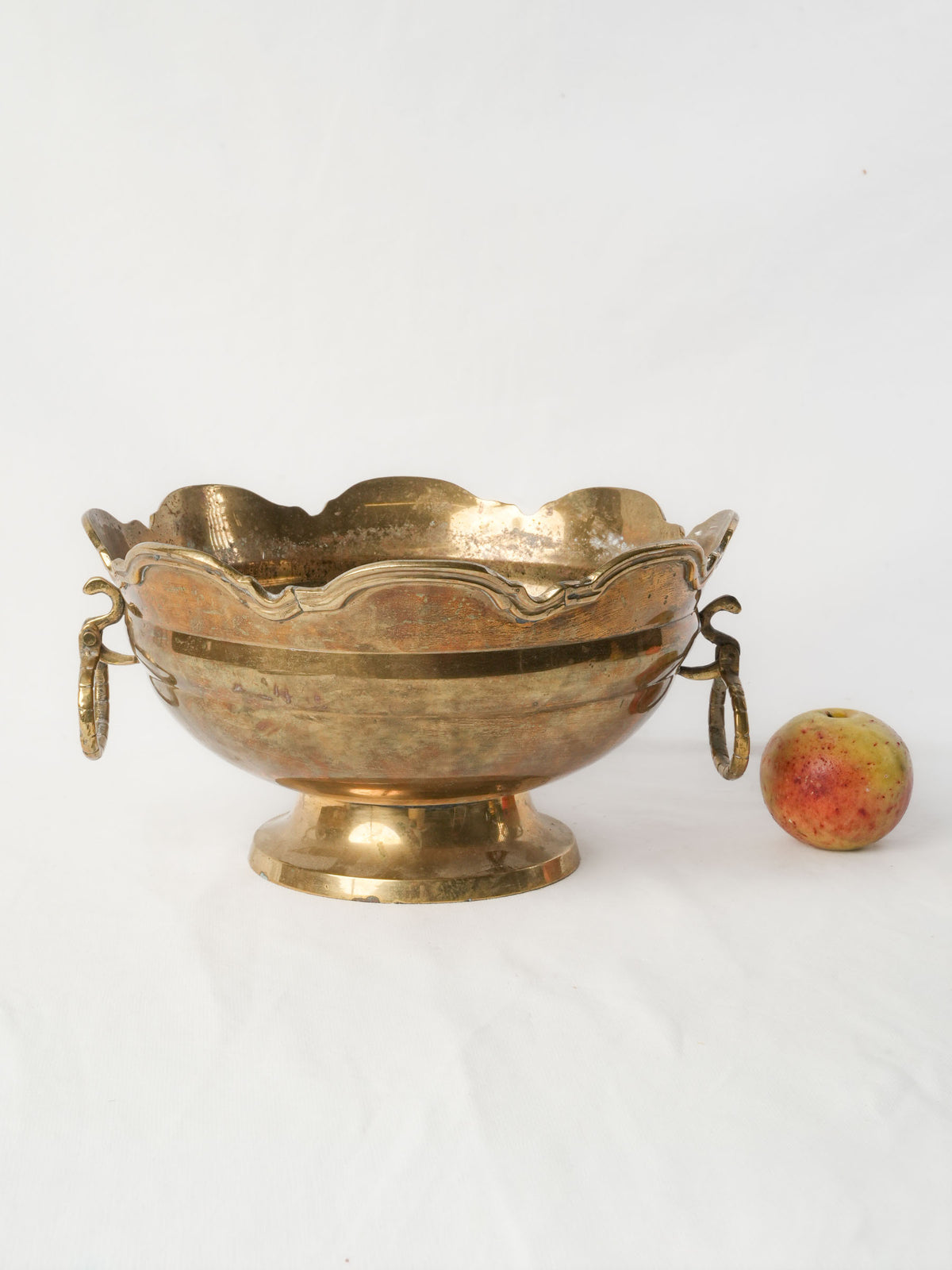 Mid-20th-Century Brass Wine Cooler w/ Scalloped Rim - 6¾" x 12½"