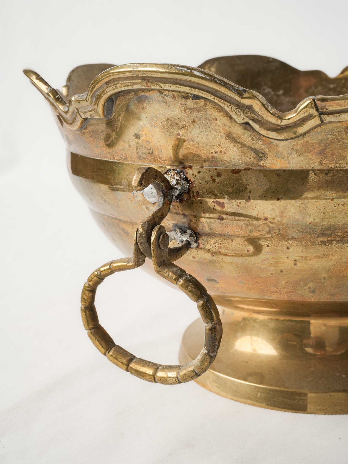 Mid-20th-Century Brass Wine Cooler w/ Scalloped Rim - 6¾" x 12½"
