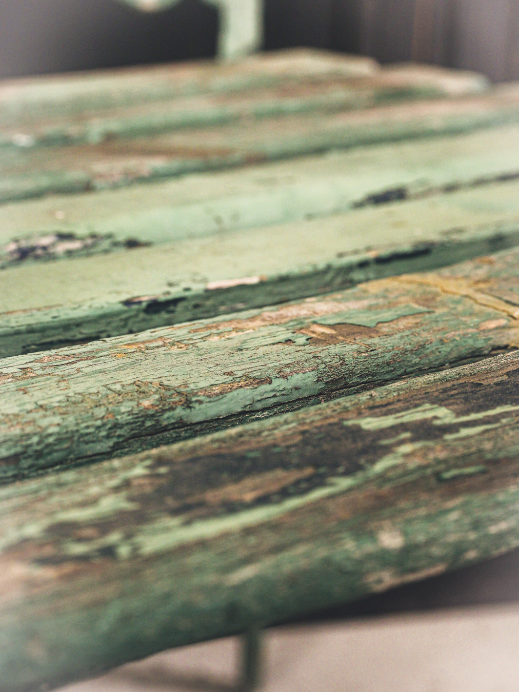 Green patina iron garden chair