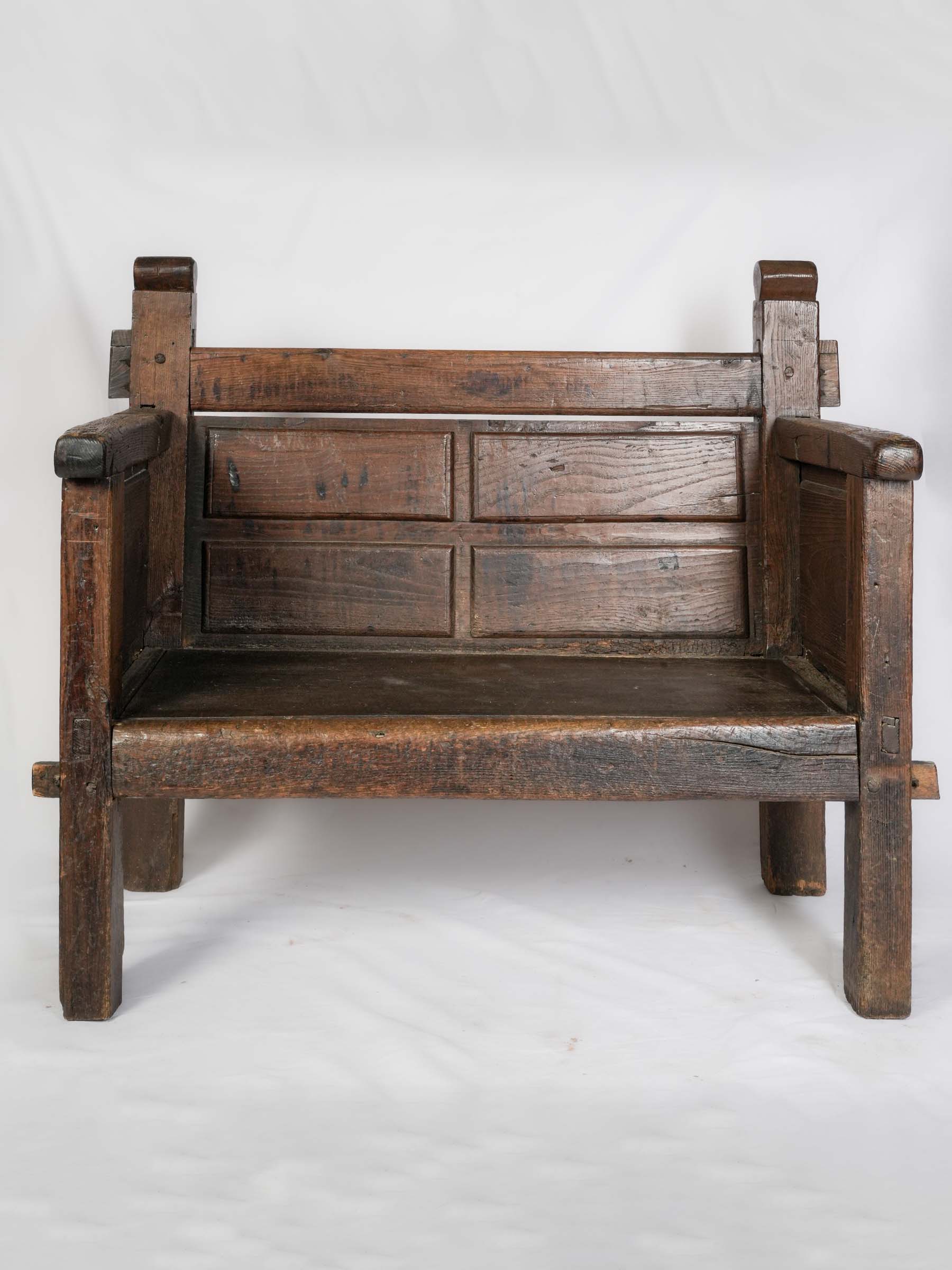 Rustic Oak Banquette from Northern France, 17th Century - 46½"