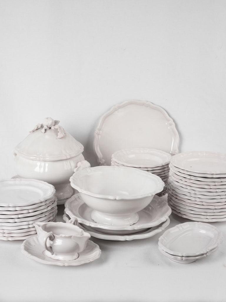 Vintage Moustier terracotta dinnerware set
