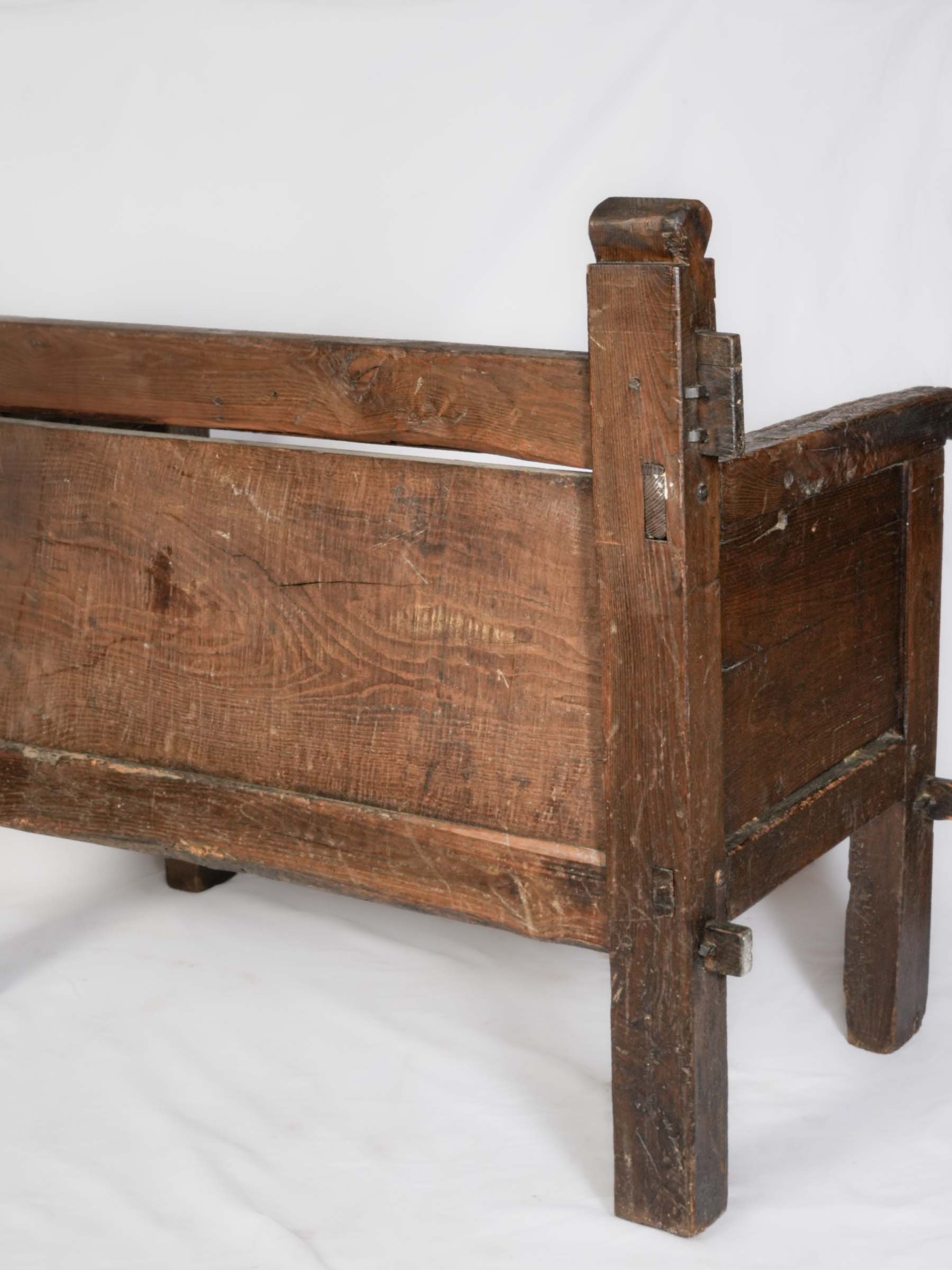 Rustic Oak Banquette from Northern France, 17th Century - 46½"