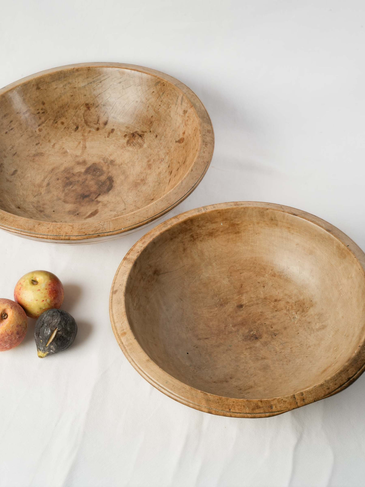 Set of Two of Large Antique Hand-Turned Sycamore Mixing Bowls - 17¾"
