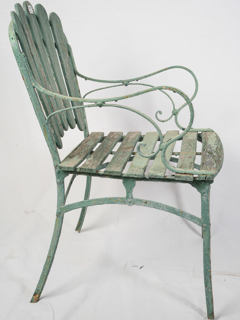 1920s Art Deco Slated Wood Garden Chair - 34¾"
