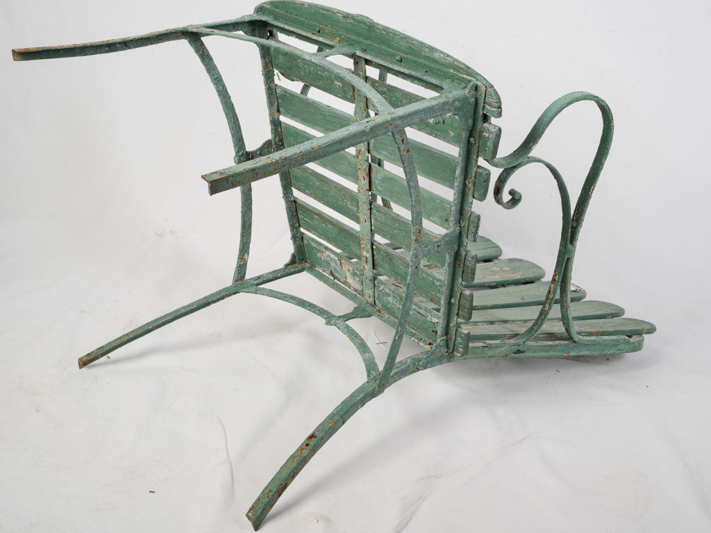 Patina-finished wooden slats chair