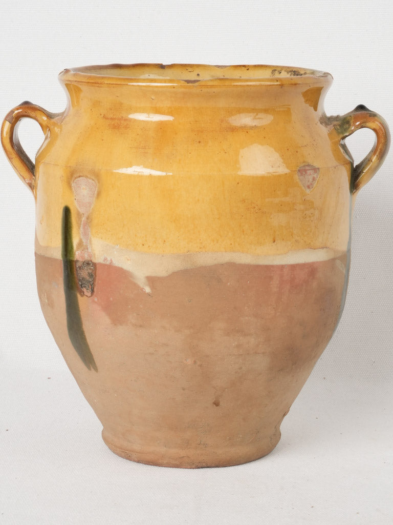 Antique ocher green confit jar