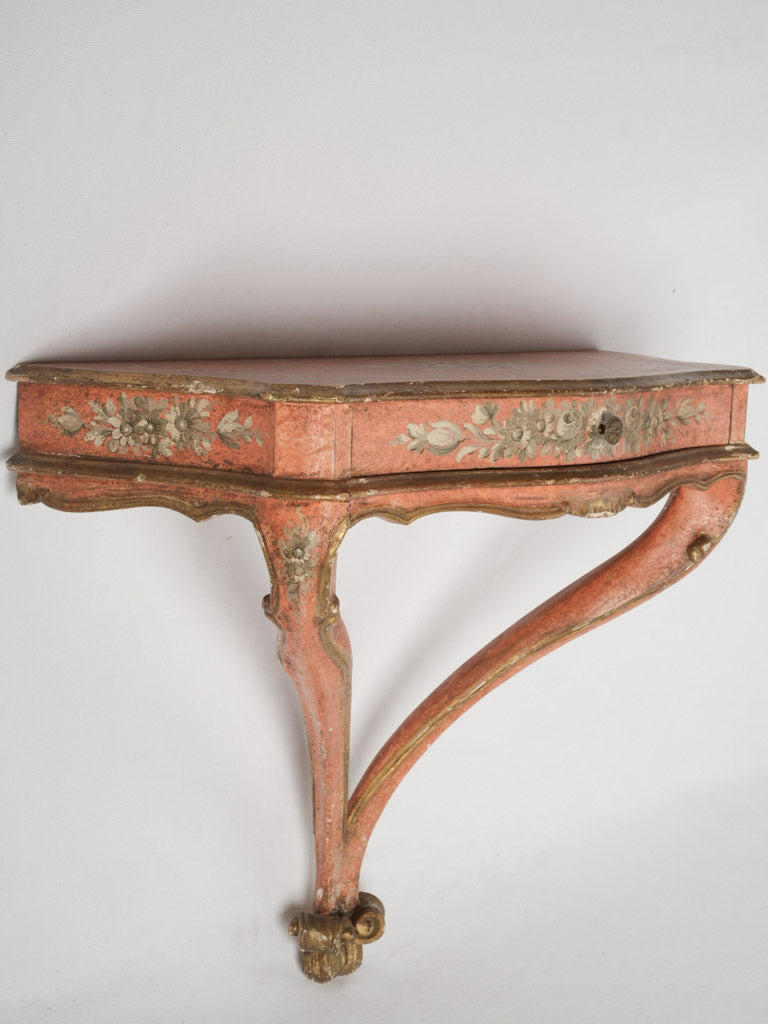 Vintage floral Italian wall-mounted console