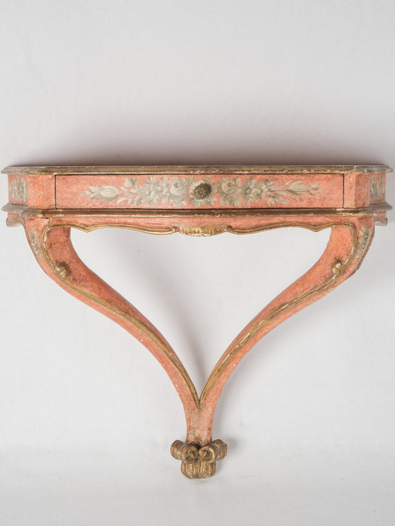 Aged terracotta floral Italian floating console