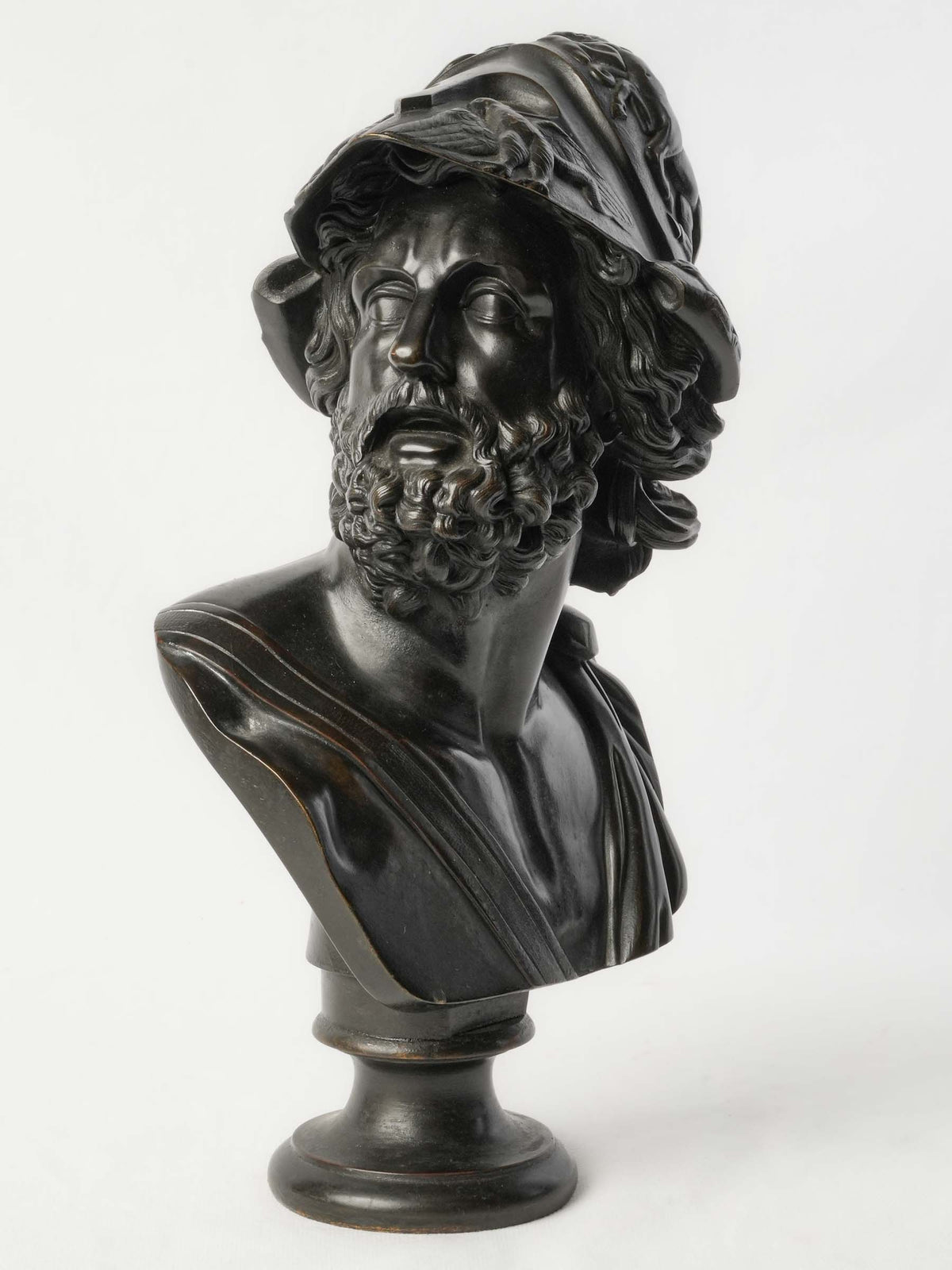 Late 19th-Century Grand Tour Bronze Bust of Ajax w/ Black Patina - 15¼"