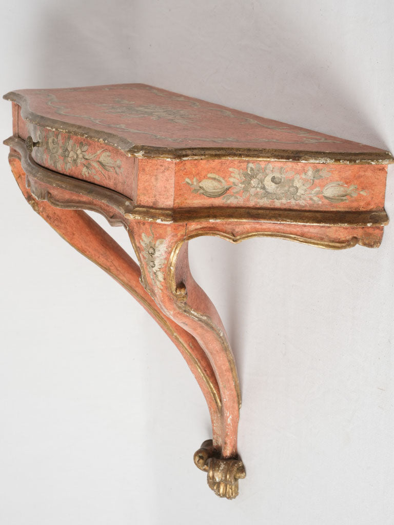 Gilded hand-painted Italian floating console