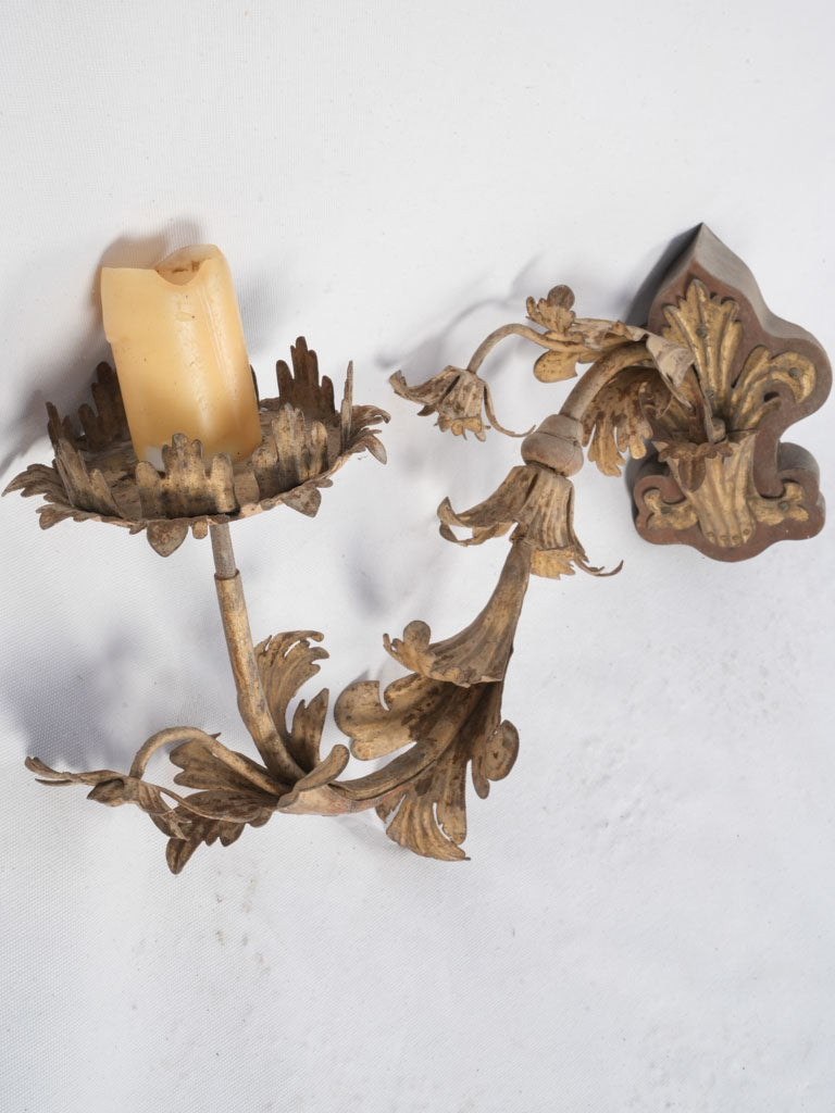 Elegant carved wood wall sconce
