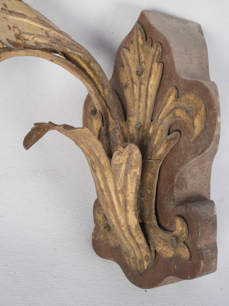Aged patina wooden wall sconce