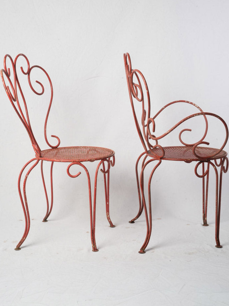 Coral-hued vintage garden seats