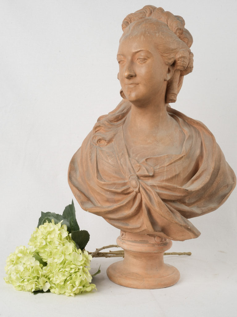 Refined terracotta patinated bust piece