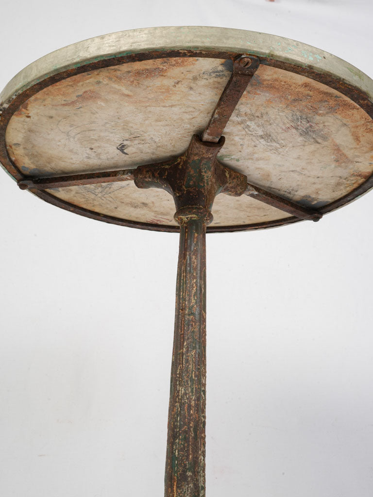 Oxidized verdigris finish table
