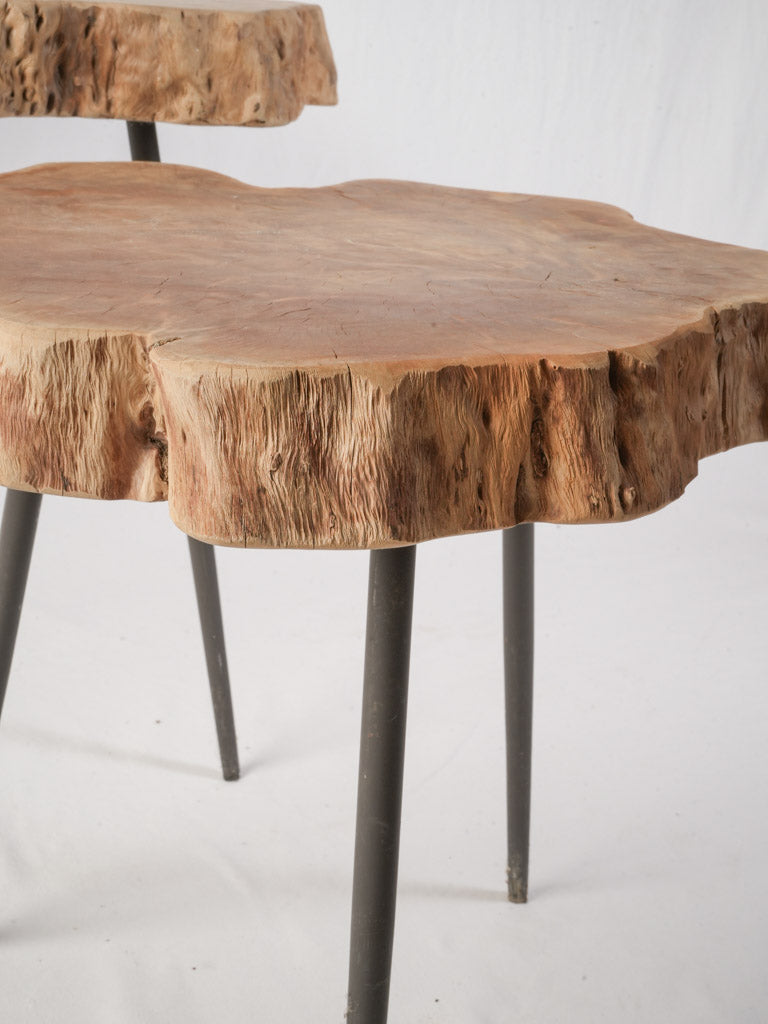 1960s French Organic Modern Nesting Tables w/ Natural Wood Tops - 24¾"