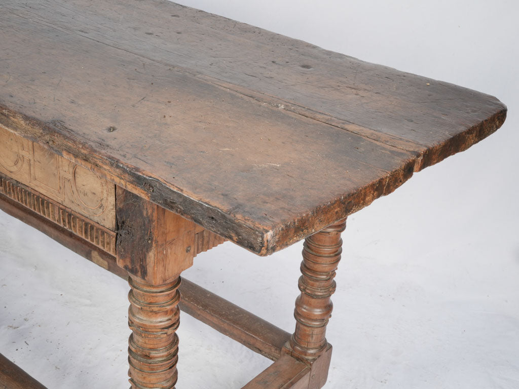 Intricate apron detailed oak table
