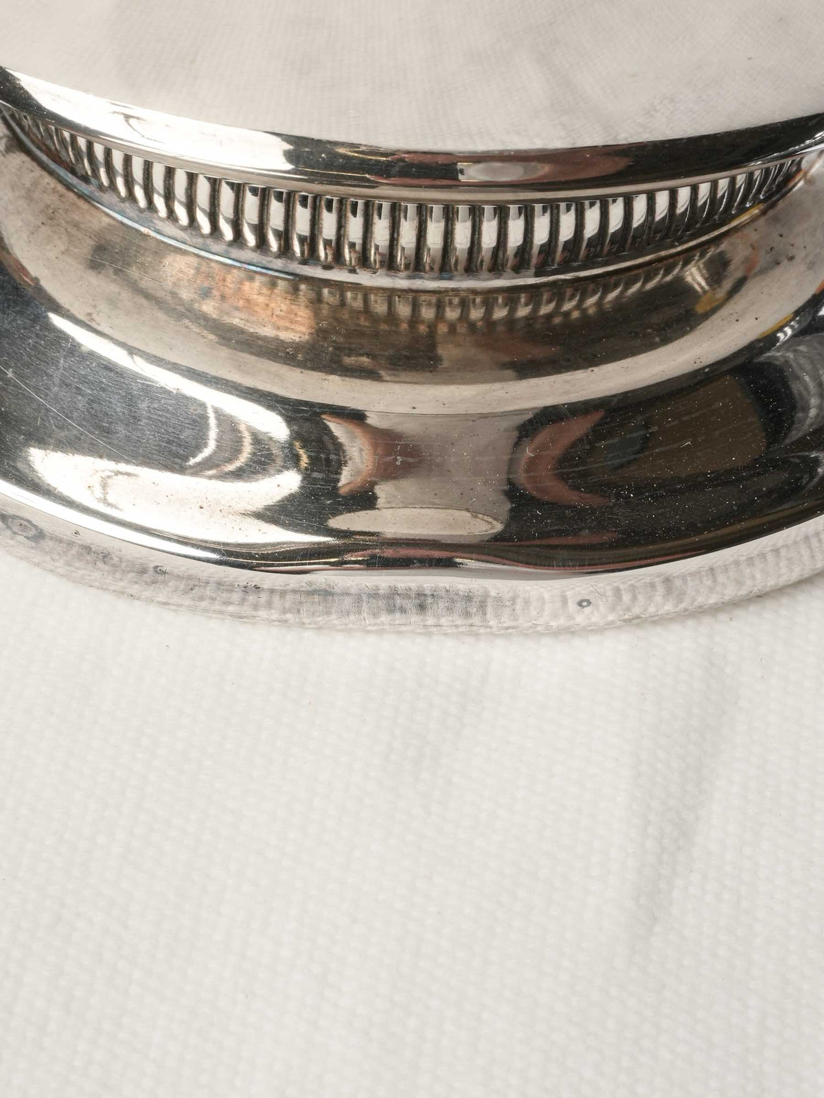 French Mid-20th-Century Silvered-Metal Cooler w/ Lion-Mask Ring Handles - 9½"