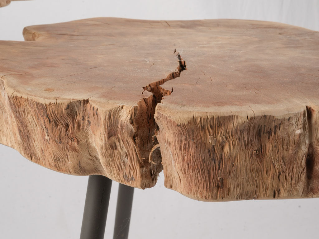 1960s French Organic Modern Nesting Tables w/ Natural Wood Tops - 24¾"