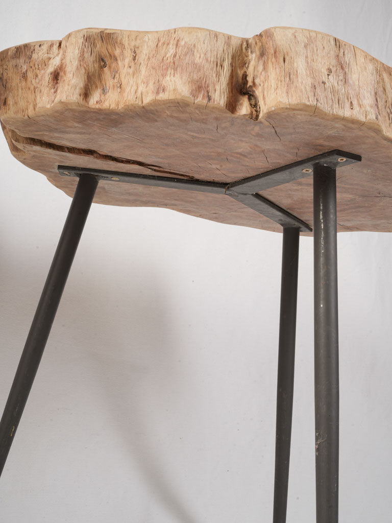 1960s French Organic Modern Nesting Tables w/ Natural Wood Tops - 24¾"