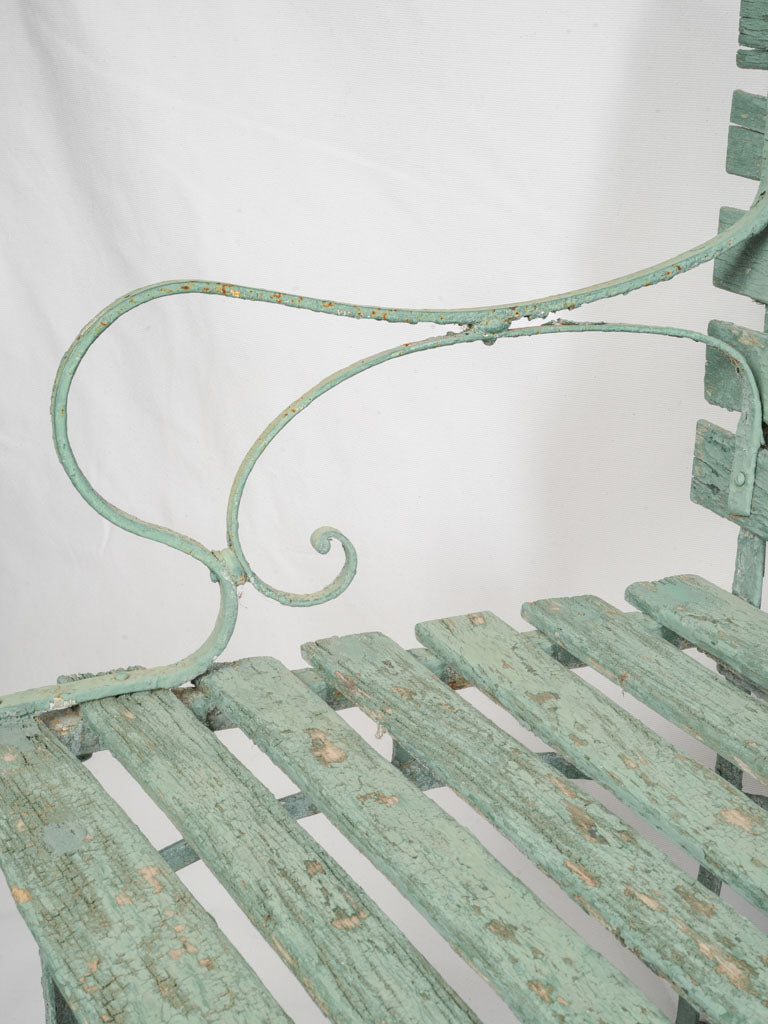 Vintage green-painted bench