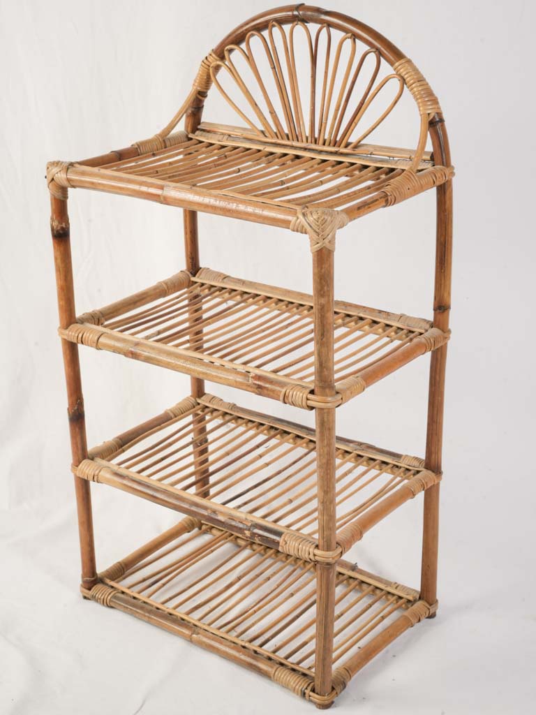 Petite French Mid-Century Bamboo Shelf - 37"