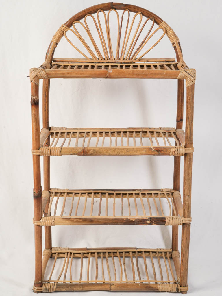 Petite French Mid-Century Bamboo Shelf - 37"