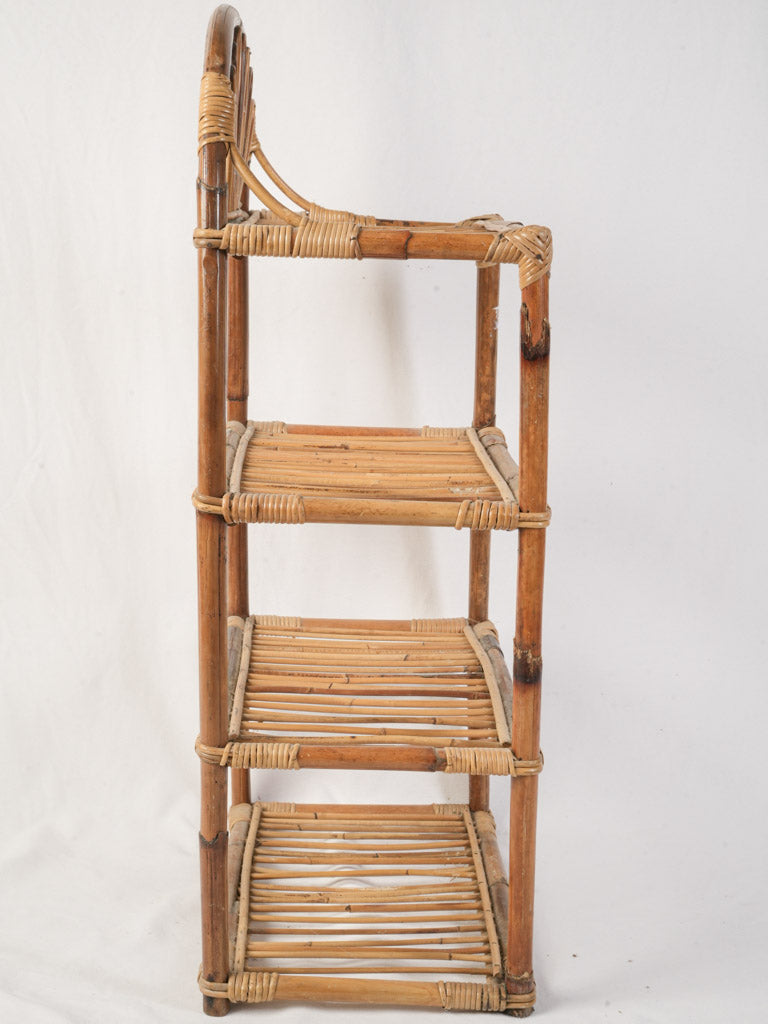 Petite French Mid-Century Bamboo Shelf - 37"