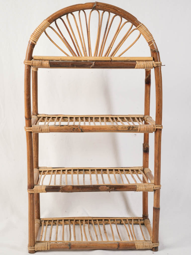 Petite French Mid-Century Bamboo Shelf - 37"