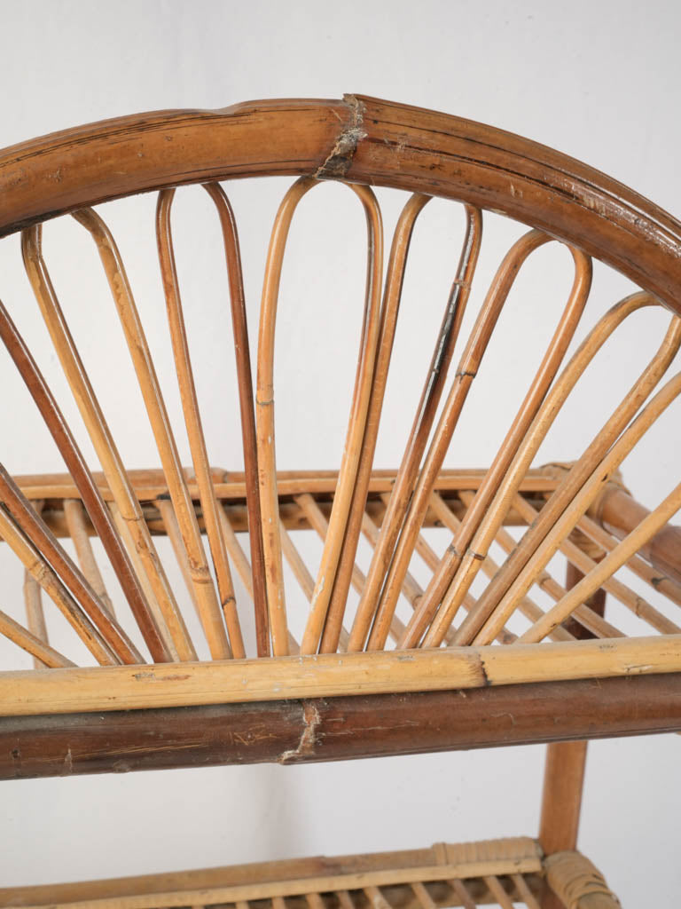 Petite French Mid-Century Bamboo Shelf - 37"